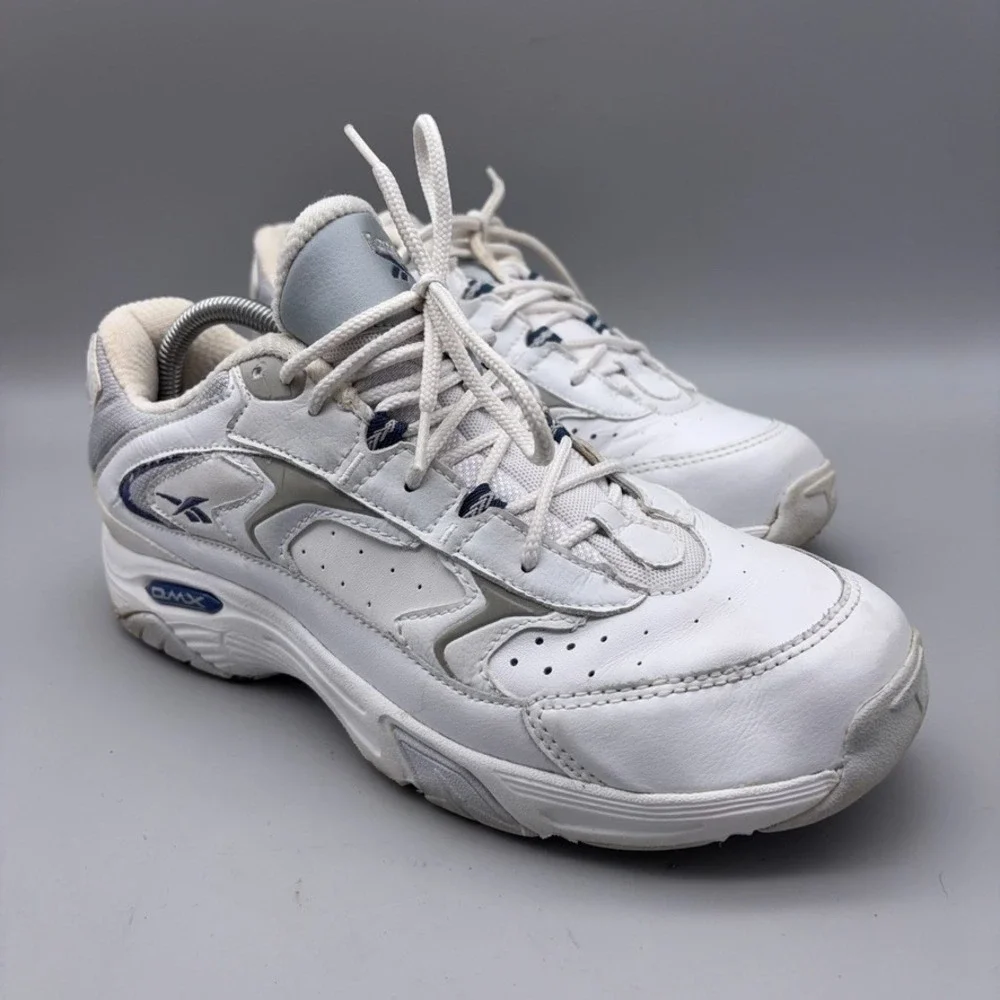 Reebok Walking Shoes Women 9.5 White Blue RB 004 WFC Athletic Dad Sneakers DMX
